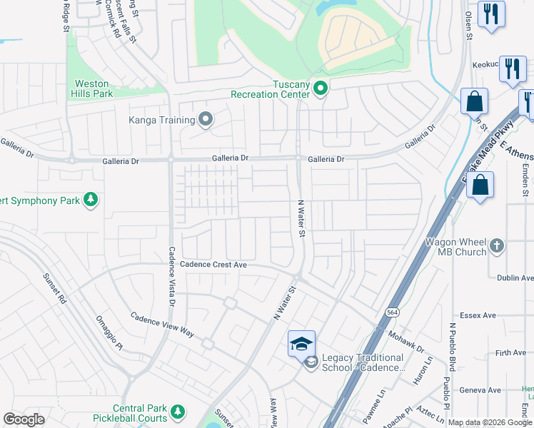 map of restaurants, bars, coffee shops, grocery stores, and more near 344 Heritage Bridge Avenue in Henderson