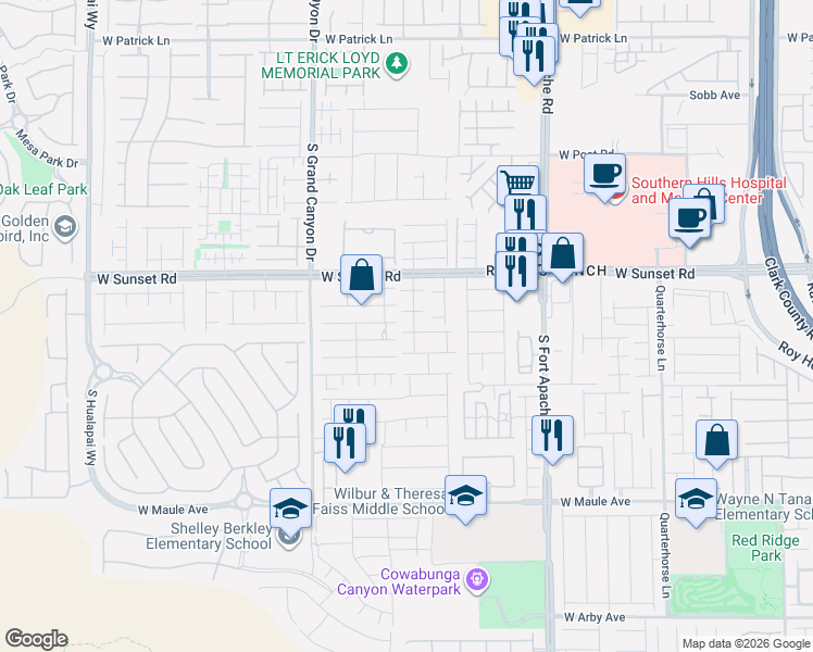 map of restaurants, bars, coffee shops, grocery stores, and more near 9651 Valmeyer Avenue in Las Vegas