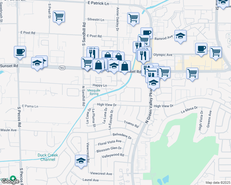 map of restaurants, bars, coffee shops, grocery stores, and more near 2011 Bluegill Way in Henderson