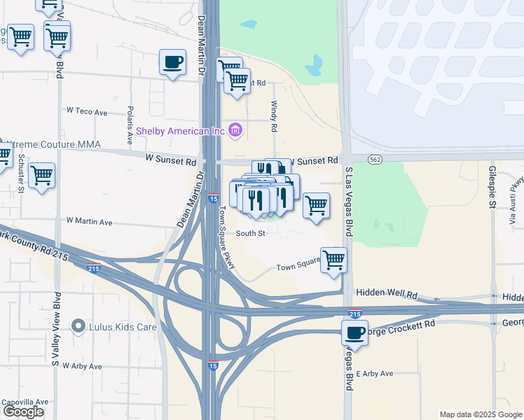 map of restaurants, bars, coffee shops, grocery stores, and more near 6605 South Las Vegas Boulevard in Las Vegas