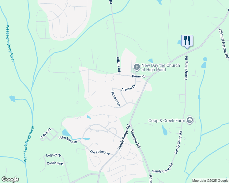 map of restaurants, bars, coffee shops, grocery stores, and more near 5026 Harness Lane in Colfax