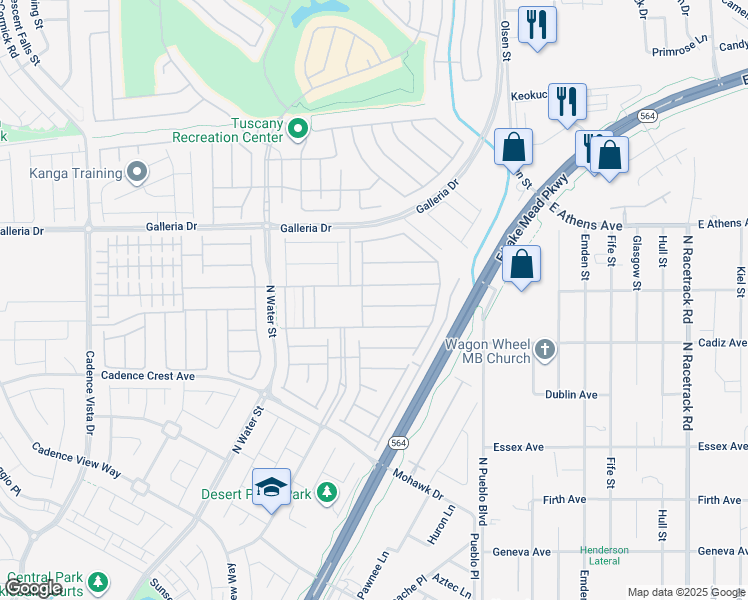 map of restaurants, bars, coffee shops, grocery stores, and more near 480 Sterling Falls Avenue in Henderson