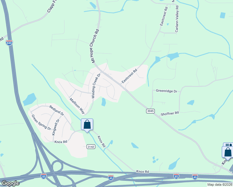 map of restaurants, bars, coffee shops, grocery stores, and more near 1600 Mount Hope Chu Road in McLeansville