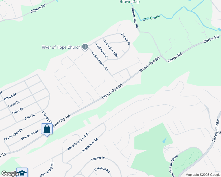 map of restaurants, bars, coffee shops, grocery stores, and more near 6405 Cedarbreeze Road in Knoxville