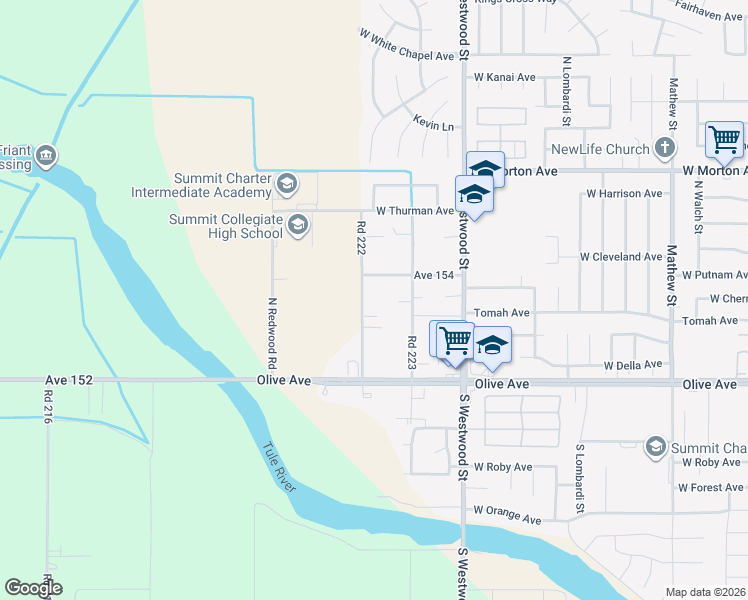 map of restaurants, bars, coffee shops, grocery stores, and more near 22237 Avenue 154 in Porterville