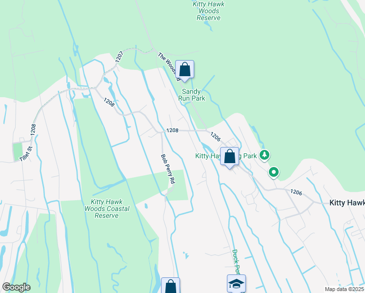 map of restaurants, bars, coffee shops, grocery stores, and more near 4238 Poor Ridge Road in Duck