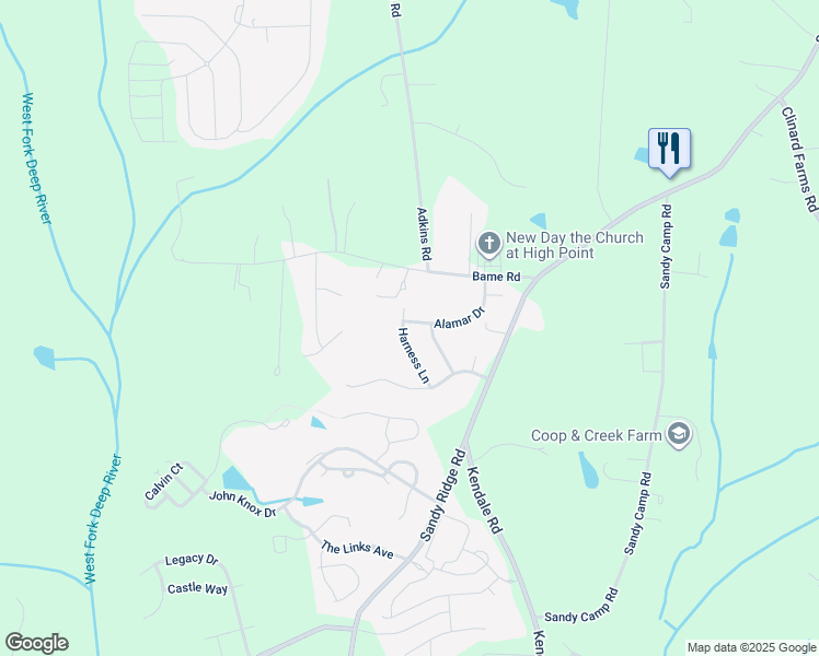 map of restaurants, bars, coffee shops, grocery stores, and more near 5028 Harness Lane in Colfax