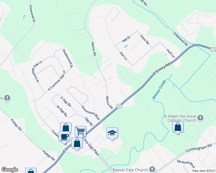 map of restaurants, bars, coffee shops, grocery stores, and more near 1902 Fairdale Way in Knoxville