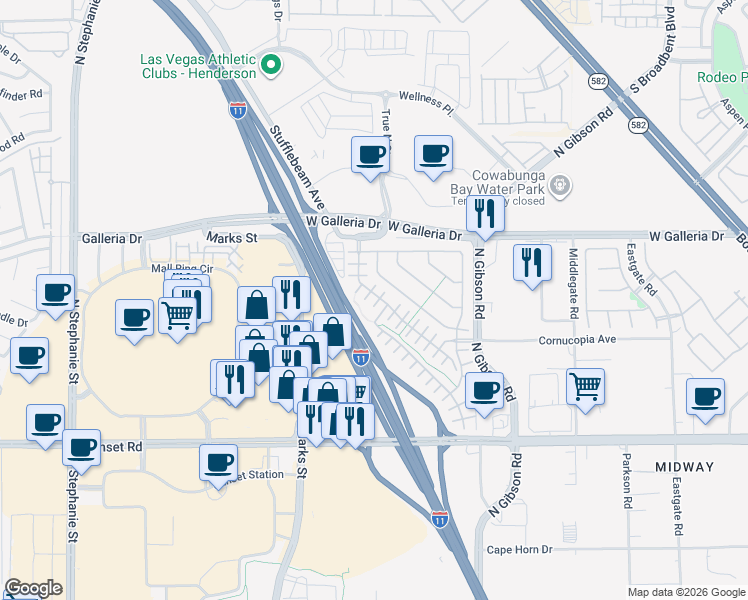 map of restaurants, bars, coffee shops, grocery stores, and more near 757 Calamus Palm Place in Henderson