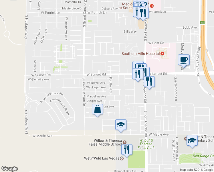 map of restaurants, bars, coffee shops, grocery stores, and more near 9645 Deer Park Avenue in Las Vegas