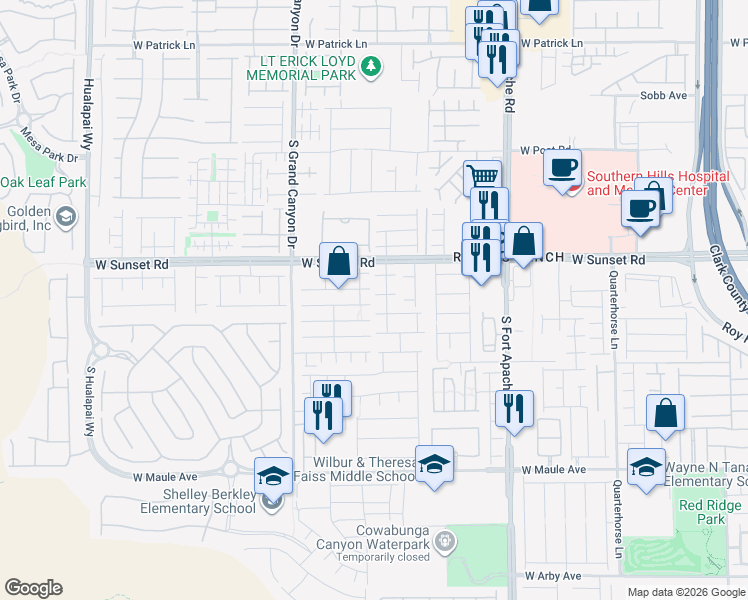 map of restaurants, bars, coffee shops, grocery stores, and more near 9645 Deer Park Avenue in Las Vegas