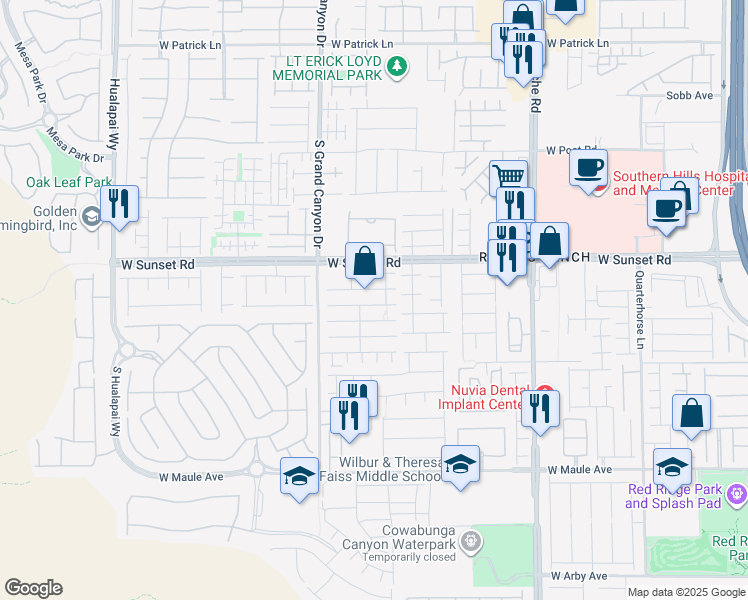 map of restaurants, bars, coffee shops, grocery stores, and more near 9698 Waukegan Avenue in Las Vegas