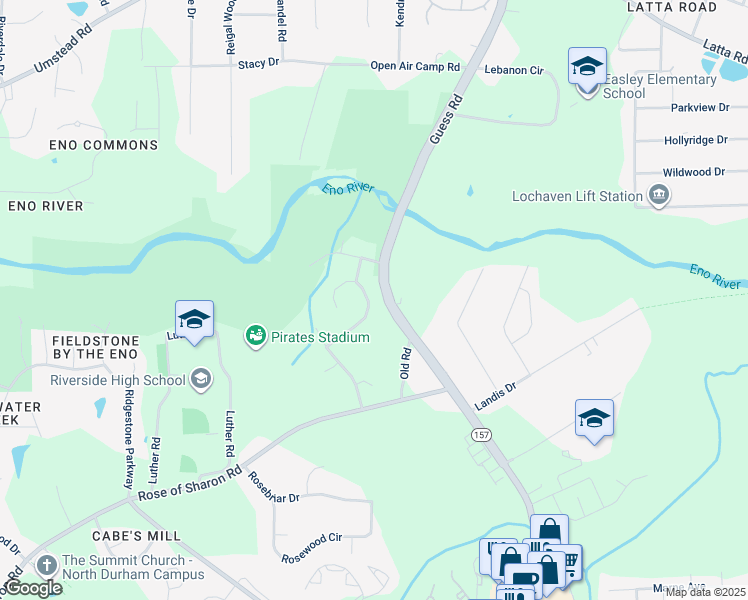 map of restaurants, bars, coffee shops, grocery stores, and more near 2905 Reynolda Circle in Durham