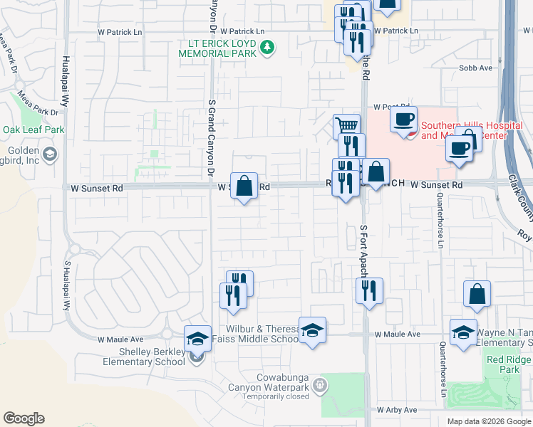 map of restaurants, bars, coffee shops, grocery stores, and more near 9656 Waukegan Avenue in Las Vegas