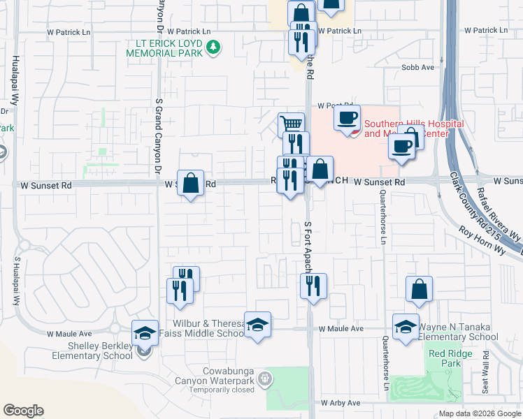 map of restaurants, bars, coffee shops, grocery stores, and more near 9526 Vast Valley Avenue in Las Vegas