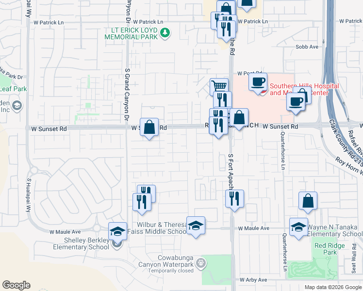 map of restaurants, bars, coffee shops, grocery stores, and more near 9580 Fresh Grown Court in Las Vegas