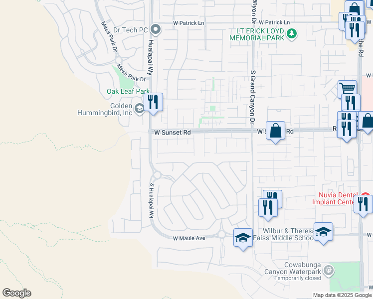 map of restaurants, bars, coffee shops, grocery stores, and more near 6550 Elm Springs Court in Las Vegas