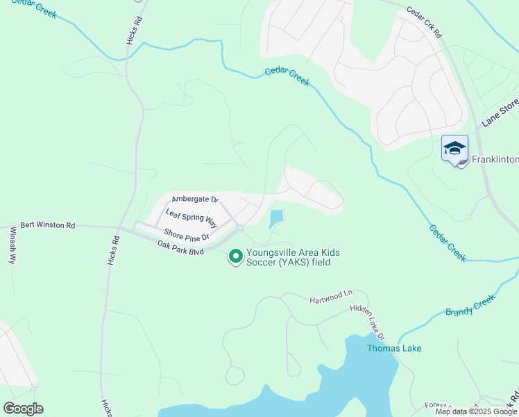 map of restaurants, bars, coffee shops, grocery stores, and more near 20 Dowdy Court in Youngsville