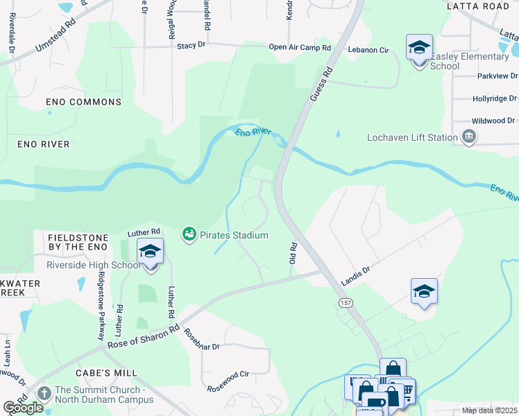 map of restaurants, bars, coffee shops, grocery stores, and more near 2904 Reynolda Circle in Durham