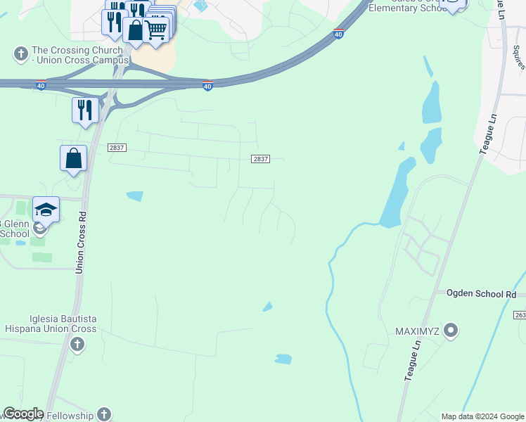 map of restaurants, bars, coffee shops, grocery stores, and more near 1826 Iron Horse Dr in Kernersville