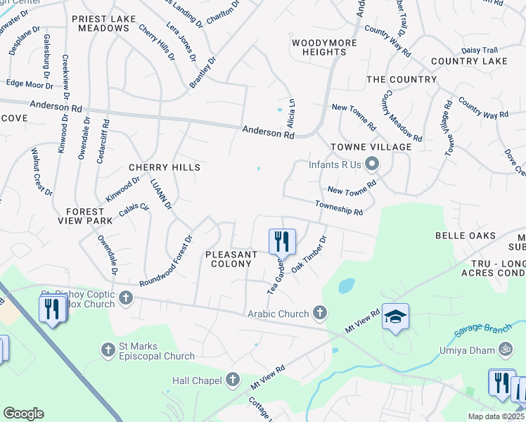 map of restaurants, bars, coffee shops, grocery stores, and more near 3717 Lake Towne Drive in Nashville