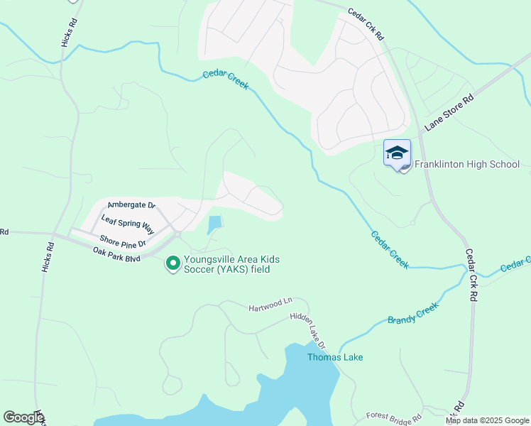 map of restaurants, bars, coffee shops, grocery stores, and more near 290 Rosewood Lane in Youngsville