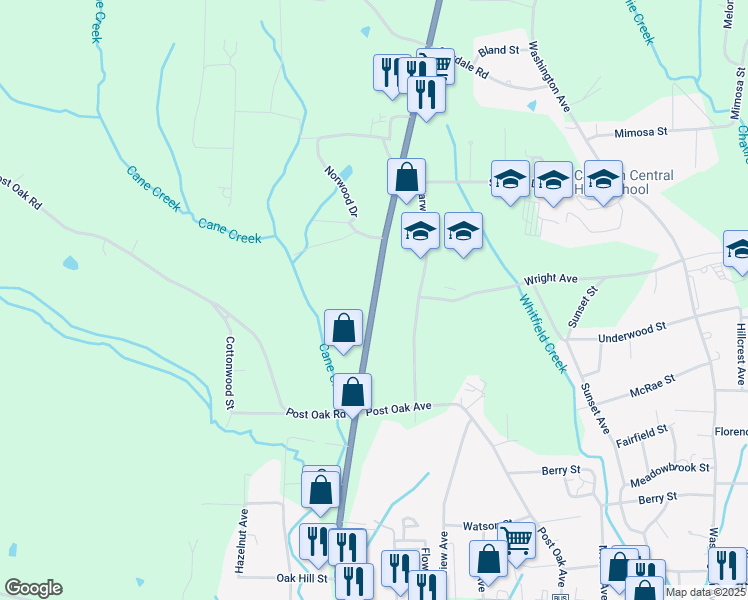 map of restaurants, bars, coffee shops, grocery stores, and more near U.S. 641 in Camden