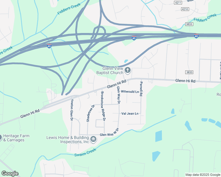 map of restaurants, bars, coffee shops, grocery stores, and more near 6010 Willomere Circle in Winston-Salem