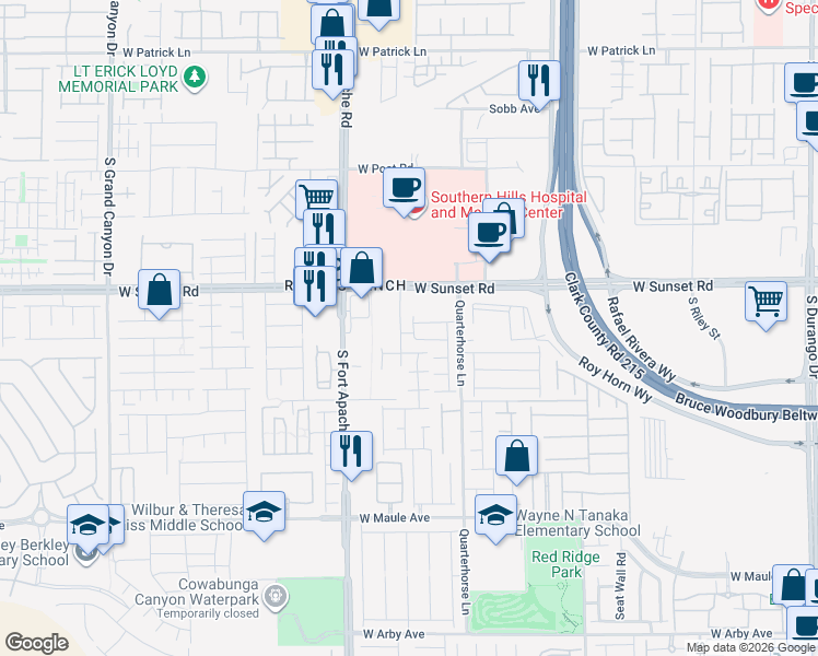 map of restaurants, bars, coffee shops, grocery stores, and more near 6579 Sundin Street in Las Vegas