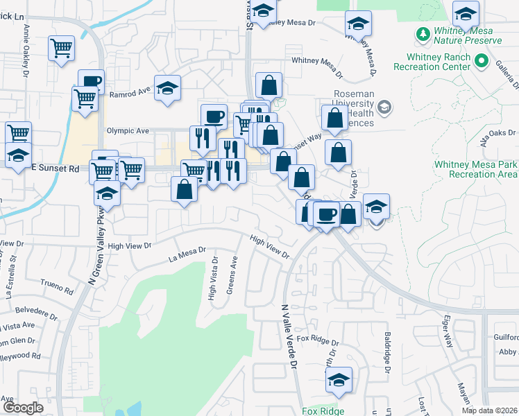map of restaurants, bars, coffee shops, grocery stores, and more near 1987 Sundown Canyon Drive in Henderson