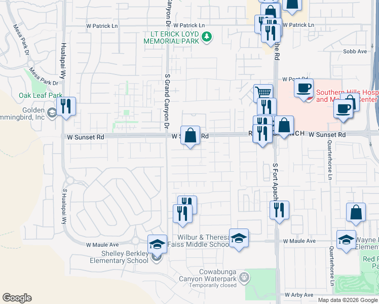 map of restaurants, bars, coffee shops, grocery stores, and more near 9713 Valmeyer Ave in Las Vegas