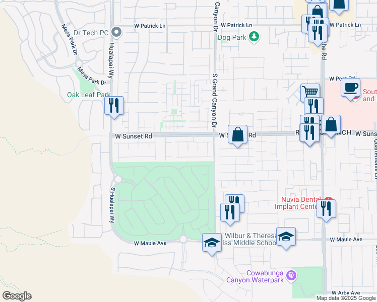 map of restaurants, bars, coffee shops, grocery stores, and more near 6587 Escalante Route Court in Las Vegas