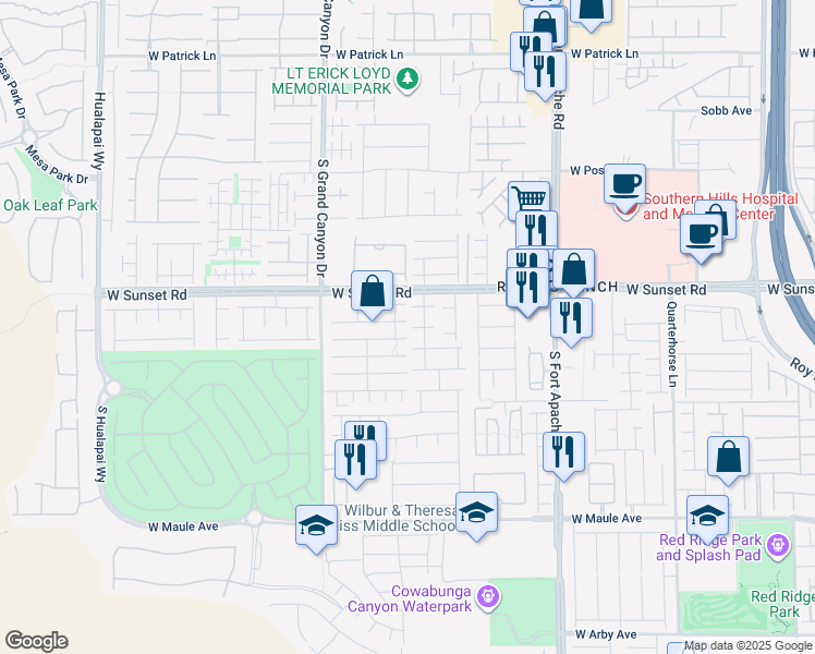 map of restaurants, bars, coffee shops, grocery stores, and more near 9651 Valmeyer Ave in Las Vegas