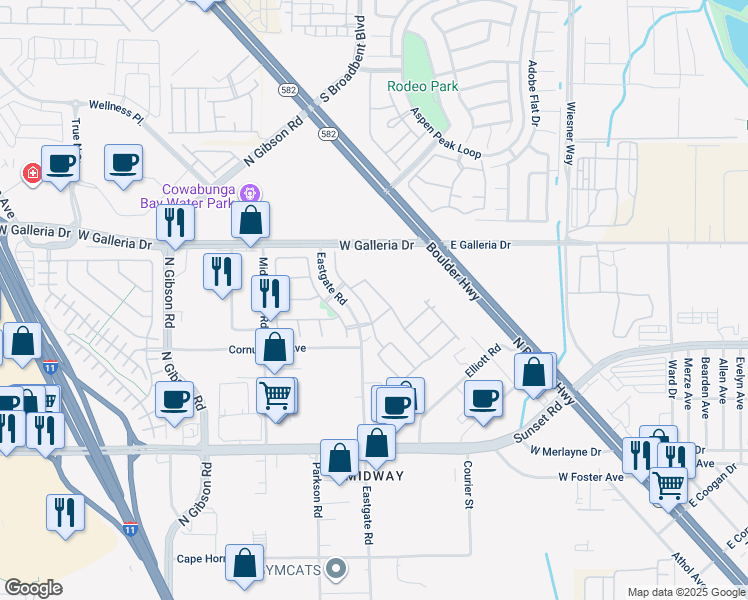 map of restaurants, bars, coffee shops, grocery stores, and more near 715 Emerald Idol Place in Henderson