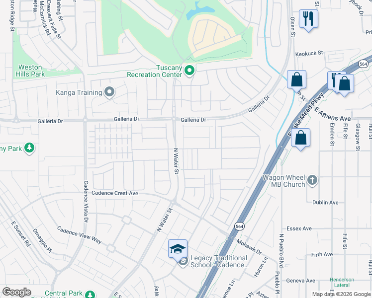map of restaurants, bars, coffee shops, grocery stores, and more near 316 Heritage Bridge Avenue in Henderson