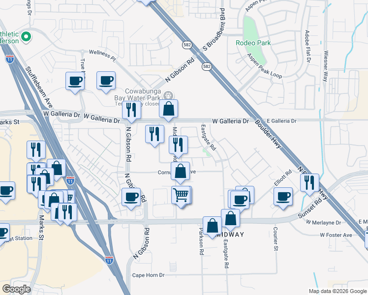 map of restaurants, bars, coffee shops, grocery stores, and more near 744 Blue Barrel Street in Henderson