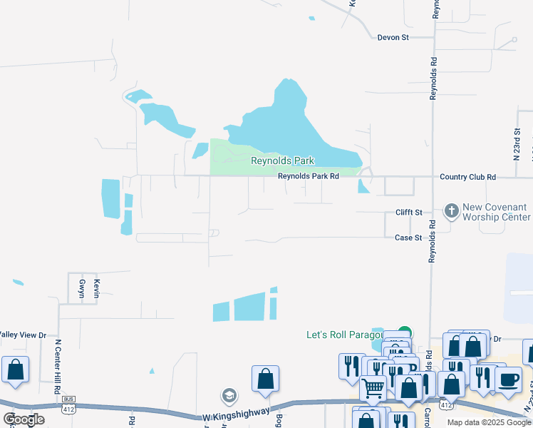 map of restaurants, bars, coffee shops, grocery stores, and more near 3312 Canadian Lane in Paragould