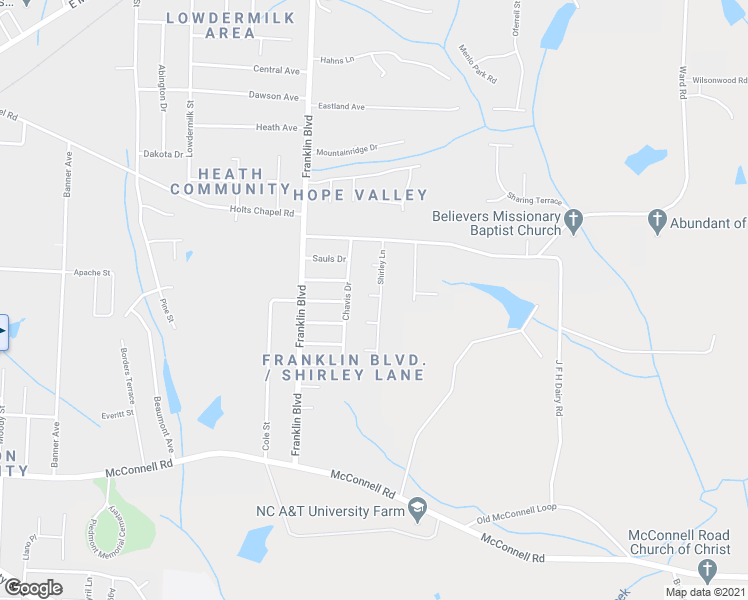 map of restaurants, bars, coffee shops, grocery stores, and more near 618 Shirley Lane in Greensboro