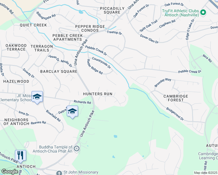 map of restaurants, bars, coffee shops, grocery stores, and more near 1520 Brass Oak Trace in Nashville