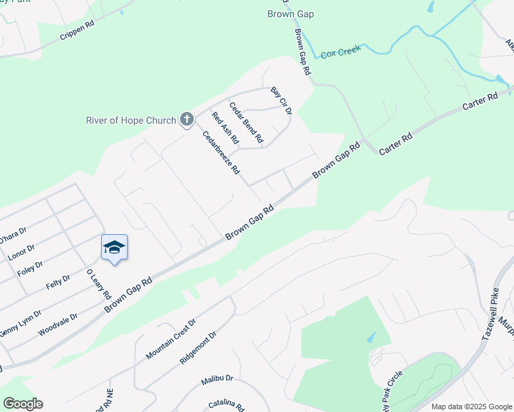 map of restaurants, bars, coffee shops, grocery stores, and more near 6405 Cedarbreeze Road in Knoxville