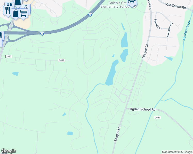 map of restaurants, bars, coffee shops, grocery stores, and more near 1680 Pine Tree Lane in Kernersville