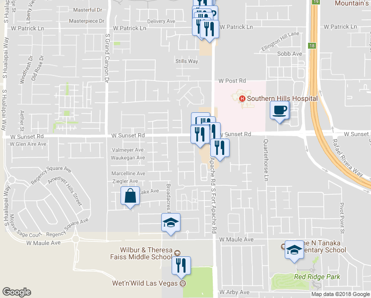 map of restaurants, bars, coffee shops, grocery stores, and more near 9510 Vast Valley Avenue in Las Vegas