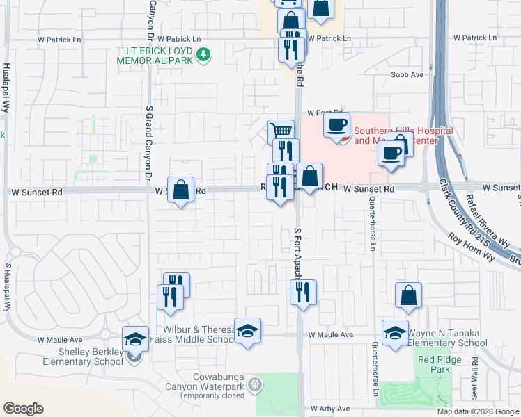 map of restaurants, bars, coffee shops, grocery stores, and more near 9510 Vast Valley Avenue in Las Vegas