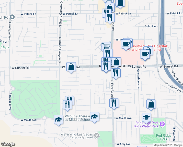 map of restaurants, bars, coffee shops, grocery stores, and more near 6546 American Flower Street in Las Vegas