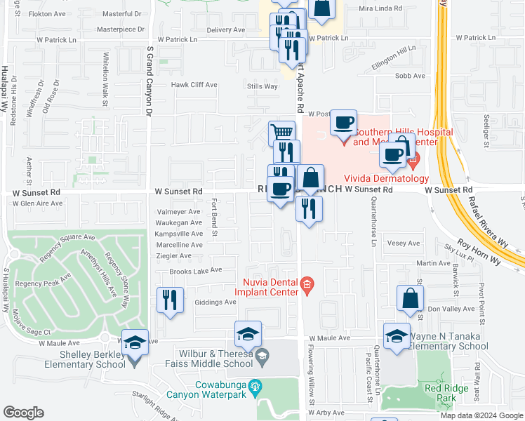 map of restaurants, bars, coffee shops, grocery stores, and more near 9502 Vast Valley Avenue in Las Vegas