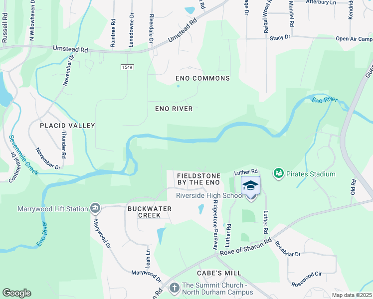 map of restaurants, bars, coffee shops, grocery stores, and more near 3367 Park Overlook Drive in Durham