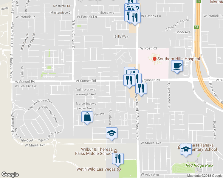 map of restaurants, bars, coffee shops, grocery stores, and more near 6546 American Flower Street in Las Vegas