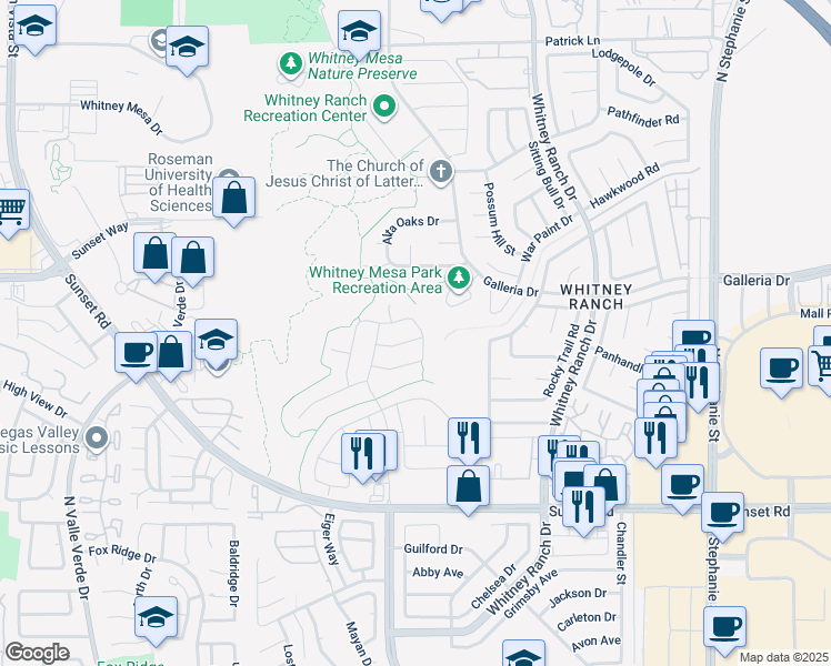 map of restaurants, bars, coffee shops, grocery stores, and more near 1626 Sedona Cliffs Avenue in Henderson