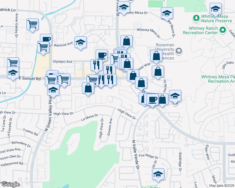 map of restaurants, bars, coffee shops, grocery stores, and more near 1987 Sundown Canyon Drive in Henderson