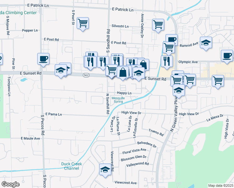 map of restaurants, bars, coffee shops, grocery stores, and more near 3854 East Stadium Avenue in Las Vegas